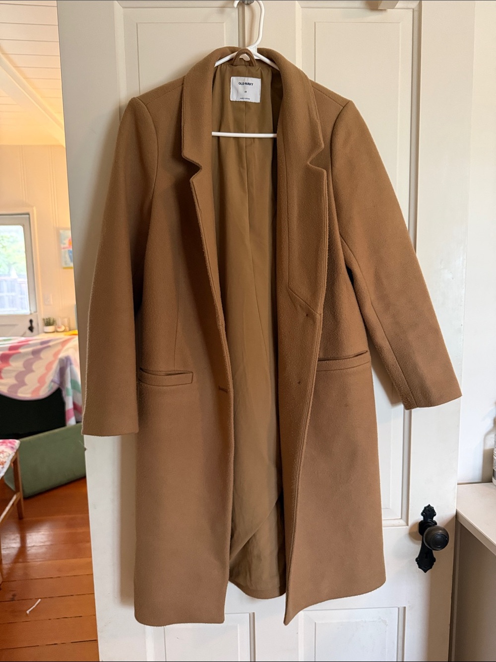 Old Navy Women's Tan Long Wool-Blend Coat